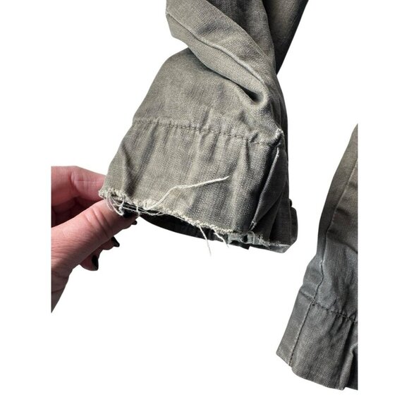 Vintage Levi’s Men's Sz M Olive Green Military Jacket Full Zip Front Zip Hood - Picture 12 of 16